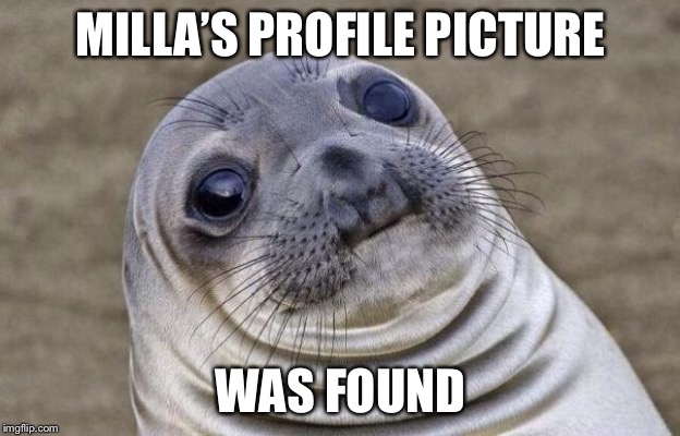 Awkward Moment Sealion Meme | MILLA’S PROFILE PICTURE; WAS FOUND | image tagged in memes,awkward moment sealion | made w/ Imgflip meme maker