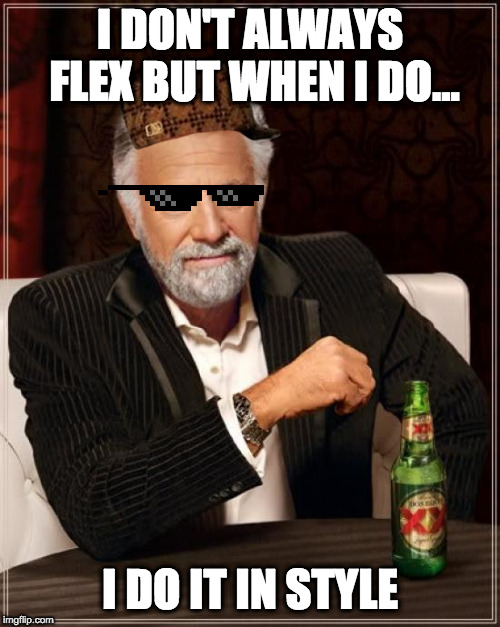 MEME STYLE! | I DON'T ALWAYS FLEX BUT WHEN I DO... I DO IT IN STYLE | image tagged in memes,the most interesting man in the world | made w/ Imgflip meme maker