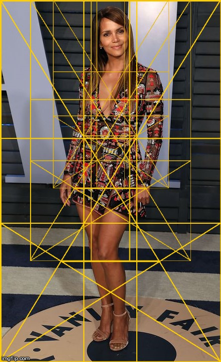 Halle Berry with the Golden Ratio. | image tagged in the golden ratio,halle berry,sexy,beauty,geometry | made w/ Imgflip meme maker