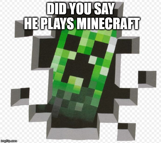 Minecraft Creeper | DID YOU SAY HE PLAYS MINECRAFT | image tagged in minecraft creeper | made w/ Imgflip meme maker