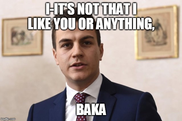 I-IT'S NOT THAT I LIKE YOU OR ANYTHING, BAKA | made w/ Imgflip meme maker