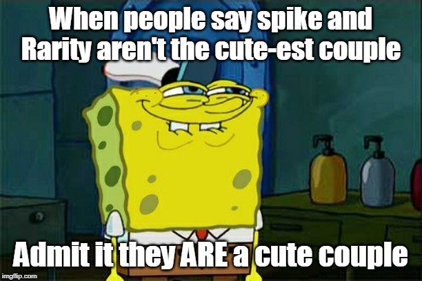 Don't You Squidward Meme |  When people say spike and 
Rarity aren't the cute-est couple; Admit it they ARE a cute couple | image tagged in memes,dont you squidward | made w/ Imgflip meme maker