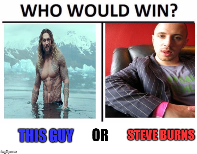 Steve of course! NOT SORRY! Facts are facts! :) | STEVE BURNS; OR; THIS GUY | image tagged in memes,who would win,nixieknox | made w/ Imgflip meme maker