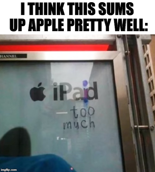 In conclusion | I THINK THIS SUMS UP APPLE PRETTY WELL: | image tagged in memes | made w/ Imgflip meme maker