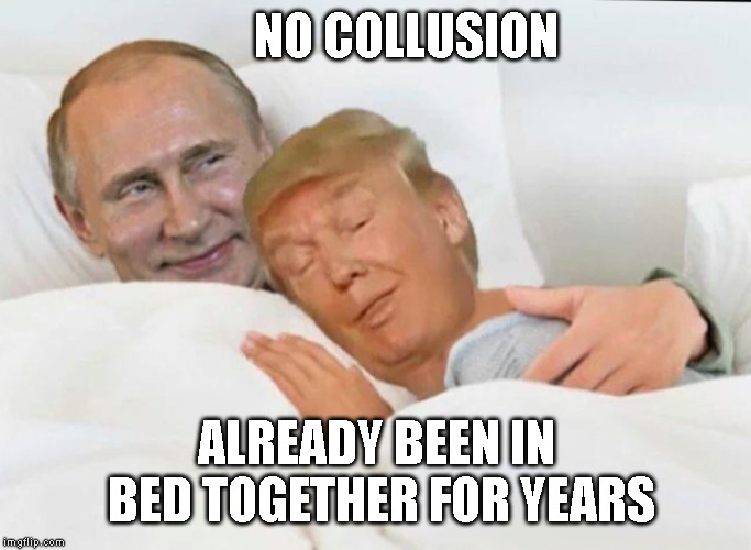 Trump and Putin | NO COLLUSION; ALREADY BEEN IN BED TOGETHER FOR YEARS | image tagged in government corruption,treason,russian mafia,impeach trump,trump putin | made w/ Imgflip meme maker