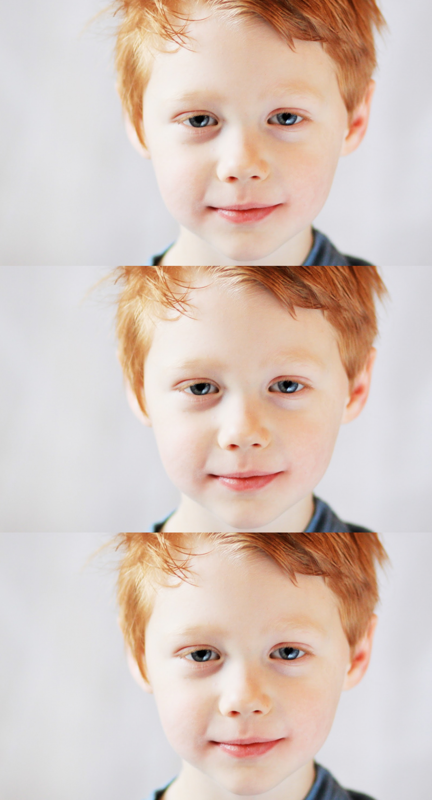 High Quality Calm and contented red-headed boy x3 Blank Meme Template