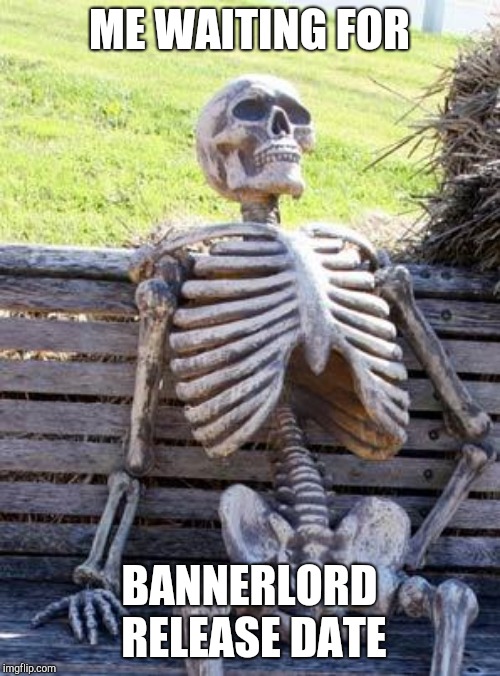 Bannerlord Release Date | ME WAITING FOR; BANNERLORD RELEASE DATE | image tagged in memes,waiting skeleton | made w/ Imgflip meme maker