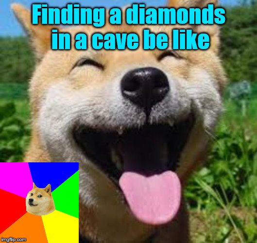 Happy Doge | Finding a diamonds in a cave be like | image tagged in happy doge | made w/ Imgflip meme maker