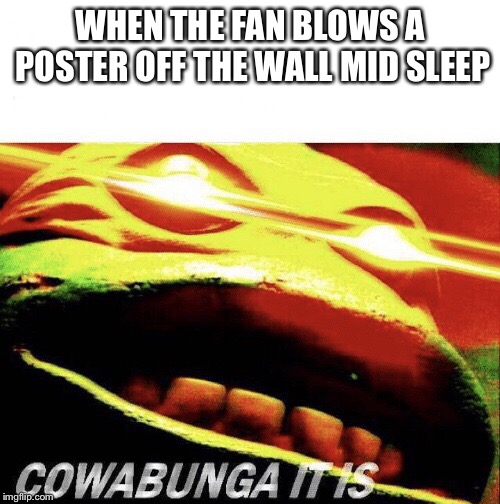 WHEN THE FAN BLOWS A POSTER OFF THE WALL MID SLEEP | image tagged in insomnia,vietnam,ptsd | made w/ Imgflip meme maker