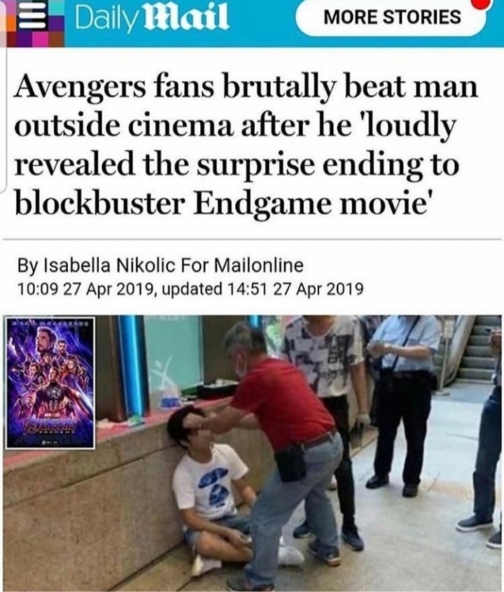 Avengers fan brutally beat man outside cinema Blank Meme Template