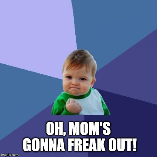 Success Kid Meme | OH, MOM'S GONNA FREAK OUT! | image tagged in memes,success kid | made w/ Imgflip meme maker