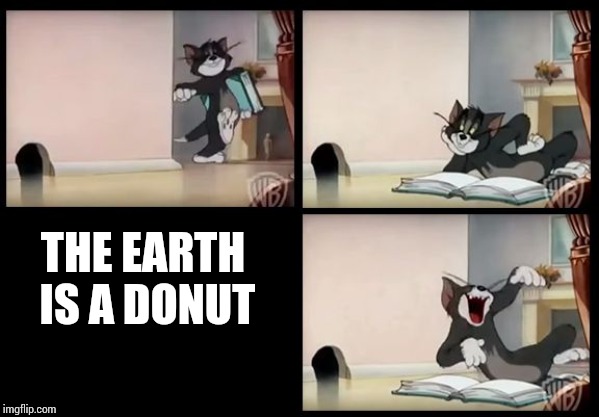 tom and jerry book | THE EARTH IS A DONUT | image tagged in tom and jerry book | made w/ Imgflip meme maker