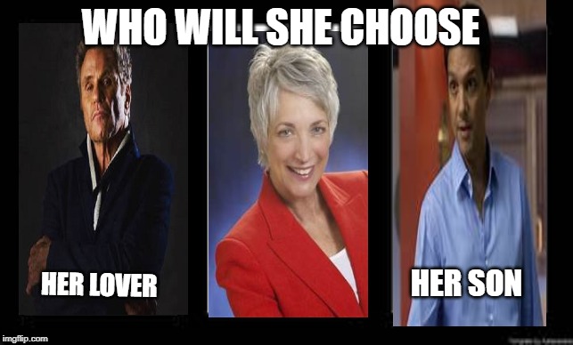 Who will she choose | WHO WILL SHE CHOOSE; HER SON; HER LOVER | image tagged in cobra kai,karate kid,cobra kai ship | made w/ Imgflip meme maker