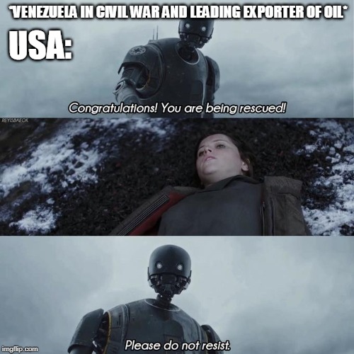 Venezuela oil | USA:; *VENEZUELA IN CIVIL WAR AND LEADING EXPORTER OF OIL* | image tagged in congratulations,venezuela,oil,usa,democracy | made w/ Imgflip meme maker