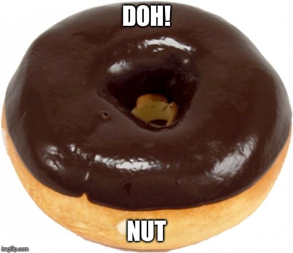 chocolate doughnut | DOH! NUT | image tagged in chocolate doughnut | made w/ Imgflip meme maker