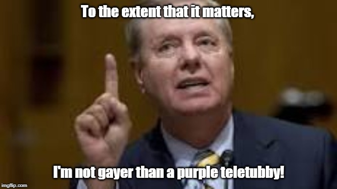 Lefty Lindsey | To the extent that it matters, I'm not gayer than a purple teletubby! | image tagged in lefty lindsey | made w/ Imgflip meme maker