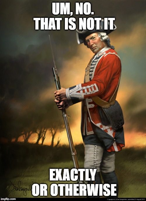 RedCoat | UM, NO. THAT IS NOT IT EXACTLY OR OTHERWISE | image tagged in redcoat | made w/ Imgflip meme maker