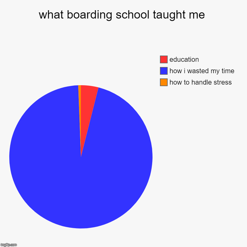 what boarding school taught me | how to handle stress, how i wasted my time, education | image tagged in charts,pie charts | made w/ Imgflip chart maker