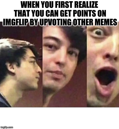  WHEN YOU FIRST REALIZE THAT YOU CAN GET POINTS ON IMGFLIP BY UPVOTING OTHER MEMES | image tagged in upvoting | made w/ Imgflip meme maker