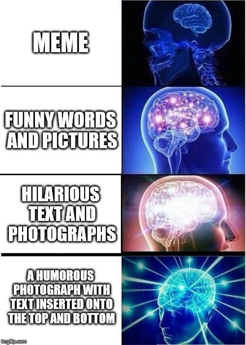 Expanding Brain | MEME; FUNNY WORDS AND PICTURES; HILARIOUS TEXT AND PHOTOGRAPHS; A HUMOROUS PHOTOGRAPH WITH TEXT INSERTED ONTO THE TOP AND BOTTOM | image tagged in memes,expanding brain | made w/ Imgflip meme maker