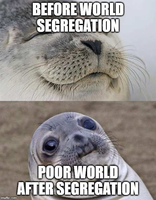 Short Satisfaction VS Truth | BEFORE WORLD SEGREGATION; POOR WORLD AFTER SEGREGATION | image tagged in memes,short satisfaction vs truth | made w/ Imgflip meme maker