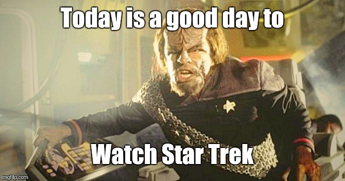 Today is a good day | Today is a good day to; Watch Star Trek | image tagged in worf,memes,star trek | made w/ Imgflip meme maker