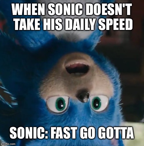 Sonic Movie | WHEN SONIC DOESN'T TAKE HIS DAILY SPEED; SONIC: FAST GO GOTTA | image tagged in sonic movie | made w/ Imgflip meme maker
