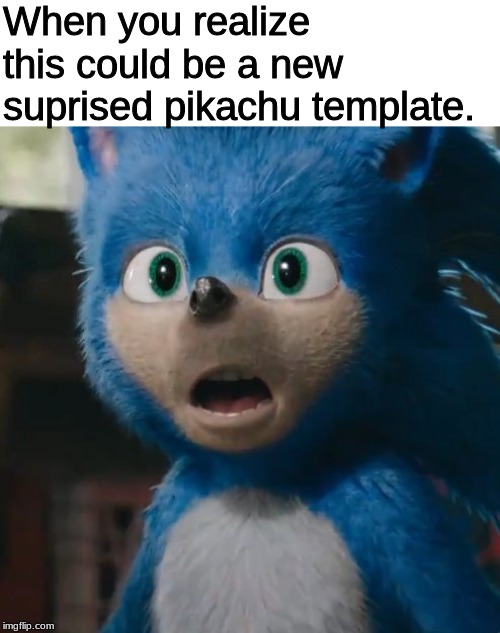 Sonic new pikachu replacement. | When you realize this could be a new surprised pikachu template. | image tagged in sonic movie,non-voreak | made w/ Imgflip meme maker