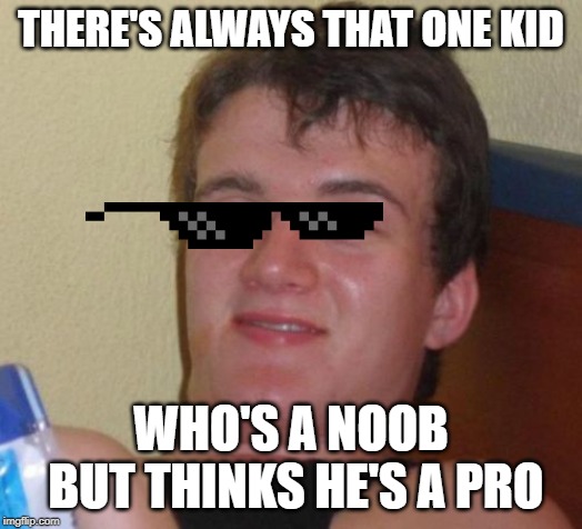 10 Guy Meme | THERE'S ALWAYS THAT ONE KID; WHO'S A NOOB BUT THINKS HE'S A PRO | image tagged in memes,10 guy | made w/ Imgflip meme maker