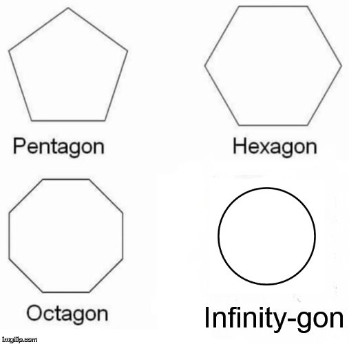 Pentagon Hexagon Octagon | Infinity-gon | image tagged in memes,pentagon hexagon octagon | made w/ Imgflip meme maker