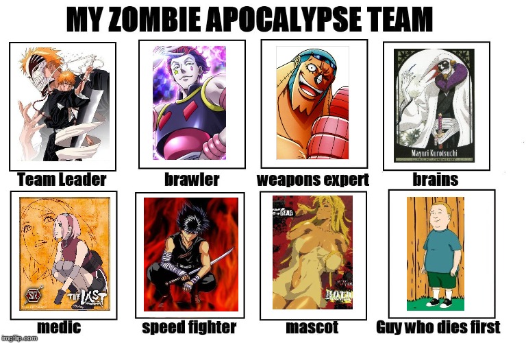 My Zombie Apocalypse Team | image tagged in my zombie apocalypse team | made w/ Imgflip meme maker