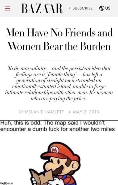 Mario gotta get a new map | image tagged in feminism,feminist,mario,idiot,feminazi,triggered feminazi | made w/ Imgflip meme maker