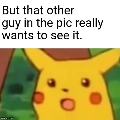 Surprised Pikachu Meme | But that other guy in the pic really wants to see it. | image tagged in memes,surprised pikachu | made w/ Imgflip meme maker