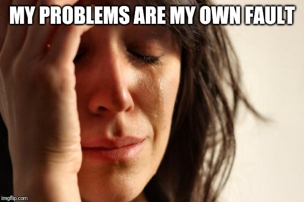 First World Problems Meme | MY PROBLEMS ARE MY OWN FAULT | image tagged in memes,first world problems | made w/ Imgflip meme maker