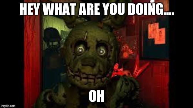 fnaf3 | HEY WHAT ARE YOU DOING.... OH | image tagged in fnaf3 | made w/ Imgflip meme maker