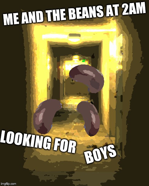Beans | ME AND THE BEANS AT 2AM; LOOKING FOR; BOYS | image tagged in memes | made w/ Imgflip meme maker