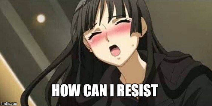 Anime blushing | HOW CAN I RESIST | image tagged in anime blushing | made w/ Imgflip meme maker