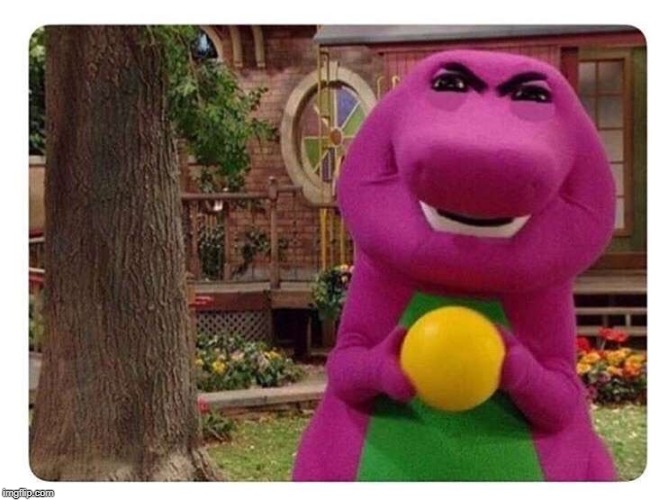 Evil Barney  | image tagged in evil barney | made w/ Imgflip meme maker