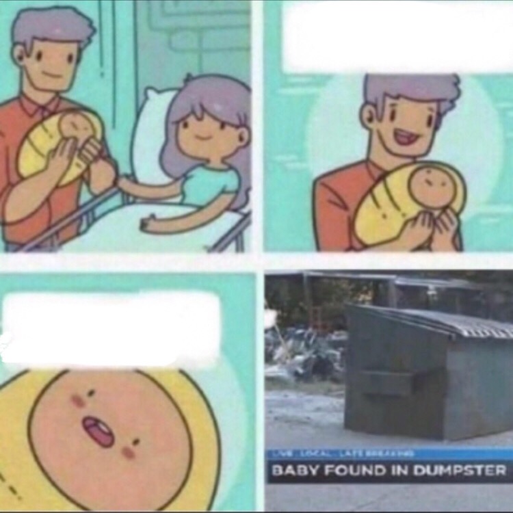 High Quality Baby Found in Dumpster Blank Meme Template