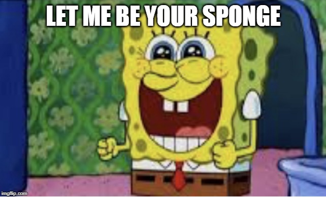 Happy spongebob | LET ME BE YOUR SPONGE | image tagged in happy spongebob | made w/ Imgflip meme maker