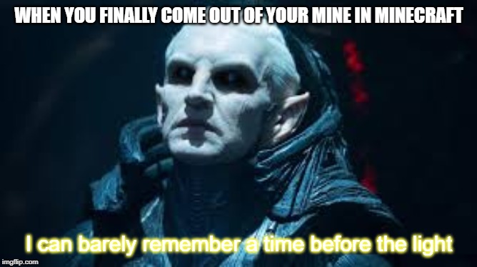 I can barely remember a time before the light | WHEN YOU FINALLY COME OUT OF YOUR MINE IN MINECRAFT; I can barely remember a time before the light | image tagged in i can barely remember a time before the light | made w/ Imgflip meme maker