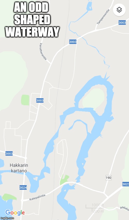 Meanwhile in Finland | AN ODD SHAPED WATERWAY | image tagged in map,rivers,finland | made w/ Imgflip meme maker