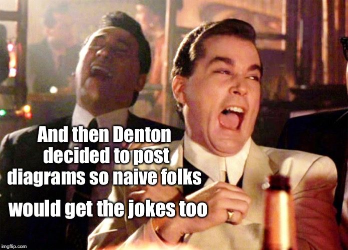 Good Fellas Hilarious Meme | And then Denton decided to post diagrams so naive folks would get the jokes too | image tagged in memes,good fellas hilarious | made w/ Imgflip meme maker