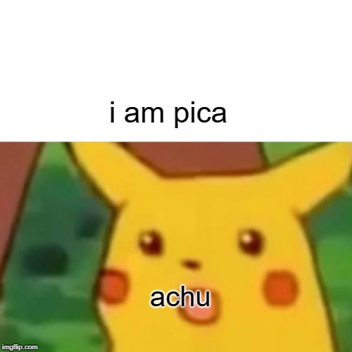 Surprised Pikachu | i am pica; achu | image tagged in memes,surprised pikachu | made w/ Imgflip meme maker