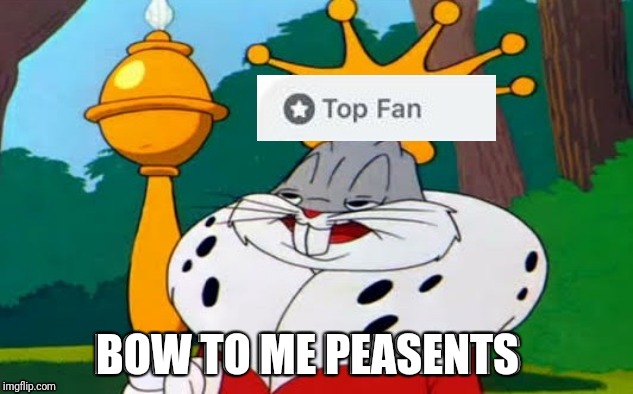 TOP FAN FACEBOOK | BOW TO ME PEASENTS | image tagged in fun,facebook,shitpost,meme | made w/ Imgflip meme maker