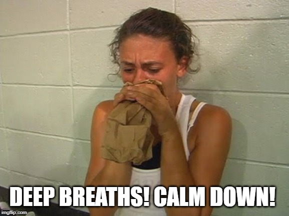 Don't Panic  | DEEP BREATHS! CALM DOWN! | image tagged in don't panic | made w/ Imgflip meme maker