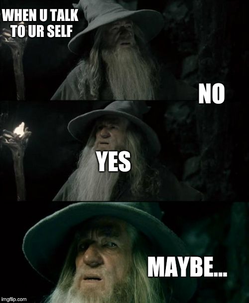 Confused Gandalf | WHEN U TALK TO UR SELF; NO; YES; MAYBE... | image tagged in memes,confused gandalf | made w/ Imgflip meme maker