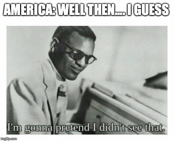 I'm gonna pretend I didn't see that | AMERICA: WELL THEN.... I GUESS | image tagged in i'm gonna pretend i didn't see that | made w/ Imgflip meme maker