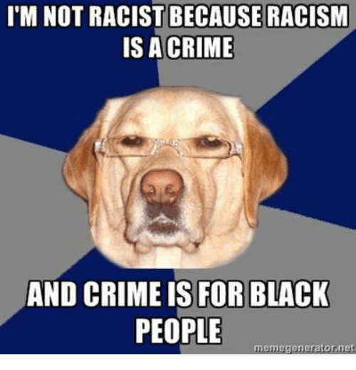 I'M NOT RACIST RACISM IS A CRIME AND CRIME IS FOR WHITE PEOPLE Blank Meme Template