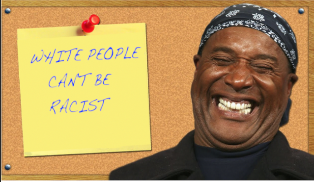 High Quality WHITE PEOPLE CAN'T BE RACIST Blank Meme Template